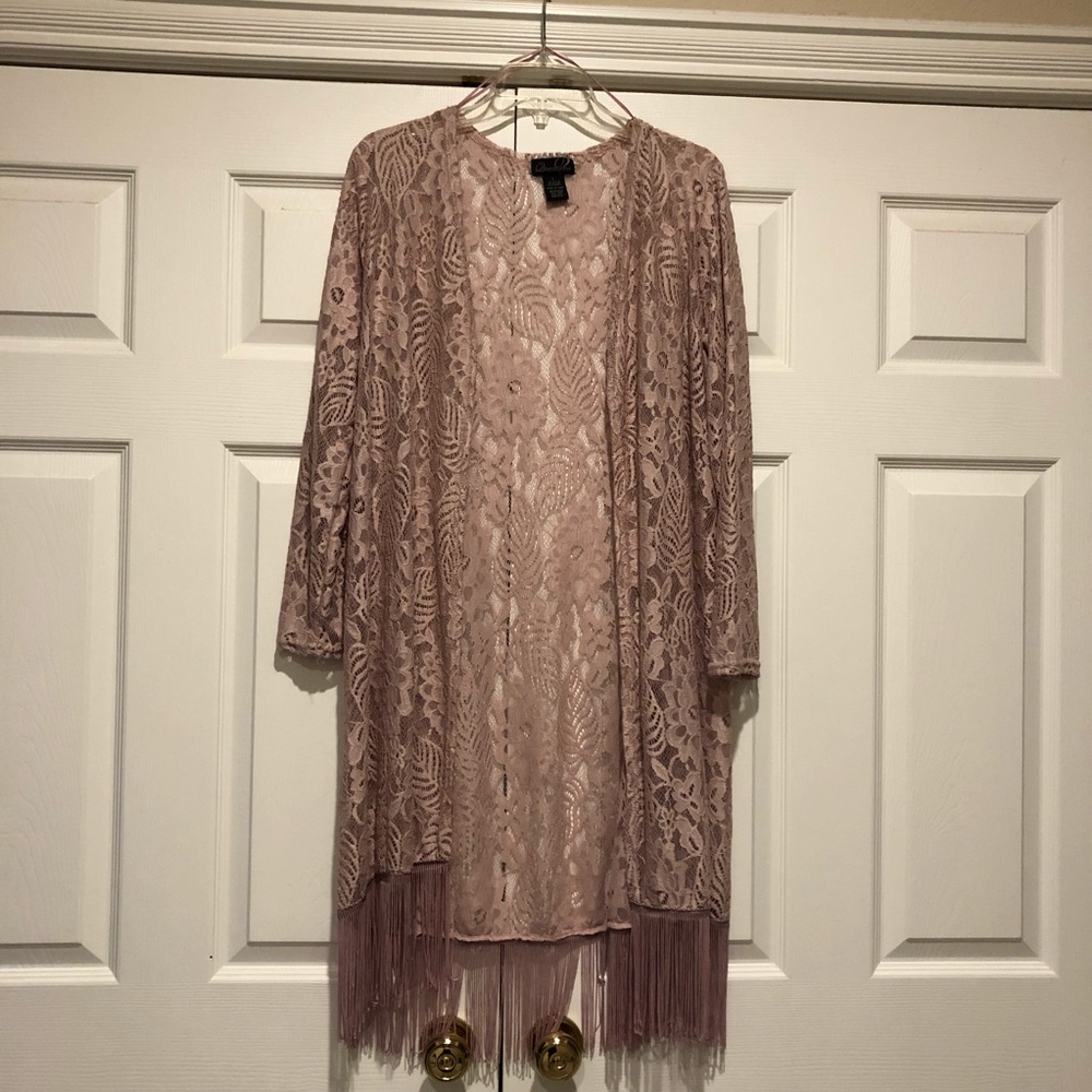 Dusty Rose Lace Kimono